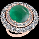 18.45 Ctw SI2/I1 Emerald And Diamond 14k Rose Gold Victorian Style Ring