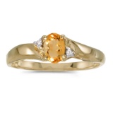 10k Yellow Gold Oval Citrine And Diamond Ring 0.33 CTW