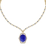 12.53 Ctw SI2/I1 Tanzanite And Diamond 14k Yellow Gold Victorian Style Necklace