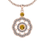 1.03 Ctw VS/SI1 Yellow Sapphire And Diamond 14K Rose Gold Pendant Necklace