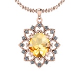 4.22 Ctw Citrine And Diamond I2/I3 14K Rose Gold Necklace