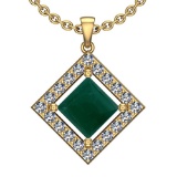 9.95 Ctw VS/SI1 Emerald And Diamond Platinum 14K Yellow Gold Plated Pendant