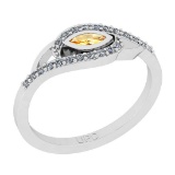 0.27 Ctw I2/I3 Citrine And Diamond 10K White Gold Engagement Ring