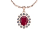 2.69 Ctw VS/SI1 Ruby And Diamond 14K Rose Gold Vintage Style Pendant