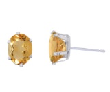 Sterling Silver Oval Citrine Stud Earrings