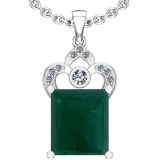 17.05 Ctw VS/SI1 Emerald And Diamond Platinum Pendant