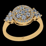 1.06 Ctw I2/I3 Diamond 10K Yellow Gold Cluster Wedding Ring