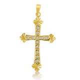 14K Yellow Gold Diamond Cross Pendant