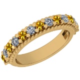0.96 Ctw VS/SI1 Yellow Sapphire And Diamond 14K Yellow Gold Filigree Style Band Ring