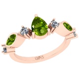 1.25 Ctw I2/I3 Peridot And Diamond 10K Rose Gold Cocktail Ring