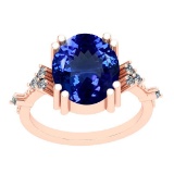 5.20 Ctw VS/SI1 Tanzanite And Diamond 14K Rose Gold Victorian Style Ring