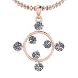 0.78 Ctw VS/SI1 Diamond 14K Rose Gold Necklace