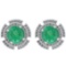 4.44 Ctw I2/I3 Emerald And Diamond 14K White Gold Stud Earrings