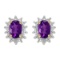 14k Yellow Gold Oval Amethyst And Diamond Earrings 0.72 CTW