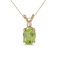 14k Yellow Gold Oval Peridot And Diamond Pendant