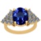 5.72 Ctw VS/SI1 Tanzanite And Diamond Platinum 14K Yellow Gold Plated Vintage Style Ring
