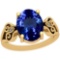 3.97 Ctw VS/SI1 Tanzanite And Diamond Platinum 14K Yellow Gold Plated Vintage Style Ring