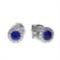 14k White Sapphire and Diamond Round Earring 0.26 CTW