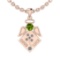 0.75 Ctw I2/I3 Peridot And Diamond 10K Rose Gold Pendant