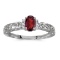 14k White Gold Oval Garnet And Diamond Ring 0.48 CTW