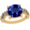 5.19 Ctw VS/SI1 Tanzanite And Diamond Platinum 14K Yellow Gold Plated Ring