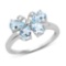 1.27 CTW Genuine Aquamarine & White Topaz .925 Sterling Silver Ring