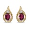 14k Yellow Gold Oval Rhodolite Garnet And Diamond Earrings 1 CTW