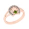 0.22 Ctw I2/I3 Peridot And Diamond 10K Rose Gold Vintage Style Ring