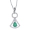 14k White Gold Emerald and .16 ct Diamond Pendant