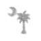 14K White Gold .15 Ct Diamond Palm Tree and Crescent Moon Pendant