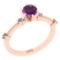 0.64 Ctw I2/I3 Amethyst And Diamond 10K Rose Gold Promises Ring