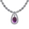 12.22 Ctw Amethyst And Diamond I2/I3 14K White Gold Pendant Necklace