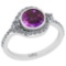 1.58 Ctw I2/I3 Amethyst And Diamond 10K White Gold Engagement Ring