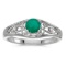 14k White Gold Round Emerald And Diamond Ring 0.34 CTW