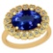 4.62 Ctw VS/SI1 Tanzanite And Diamond Platinum 14K Yellow Gold Plated Vintage Style Ring