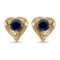 14k Yellow Gold Round Sapphire Heart Earrings