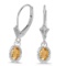 14k White Gold Oval Citrine And Diamond Leverback Earrings