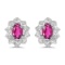 10k White Gold 5x3 mm Genuine Pink Topaz And Diamond Earrings 0.52 CTW