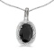 14k White Gold Oval Onyx And Diamond Pendant