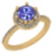 1.52 Ctw VS/SI1 Tanzanite And Diamond 14K Yellow Gold Engagement Halo Ring