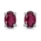 14k White Gold Oval Rhodolite Garnet Earrings