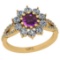 1.36 Ctw I2/I3 Amethyst And Diamond 10K Yellow Gold Engagement Halo Ring