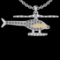 0.32 Ctw SI2/I1 Diamond 14K White And Yellow Gold Two Tone Helicopter Pendant