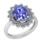 3.28 Ctw VS/SI1 Tanzanite And Diamond 14K White Gold Vintage Style Ring