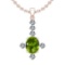 0.41 Ctw VS/SI1 Peridot And Diamond 10K Rose Gold Necklace