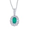 14k White Gold Emerald and Diamond Oval Pendant