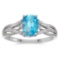 14k White Gold Oval Blue Topaz And Diamond Ring