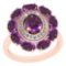 3.13 Ctw I2/I3 Amethyst And Diamond 10K Rose Gold Vintage Style Ring