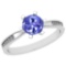 0.66 Ctw VS/SI1 Tanzanite And Diamond 14K White Gold Ring