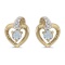 14k Yellow Gold Round Aquamarine And Diamond Heart Earrings 0.15 CTW